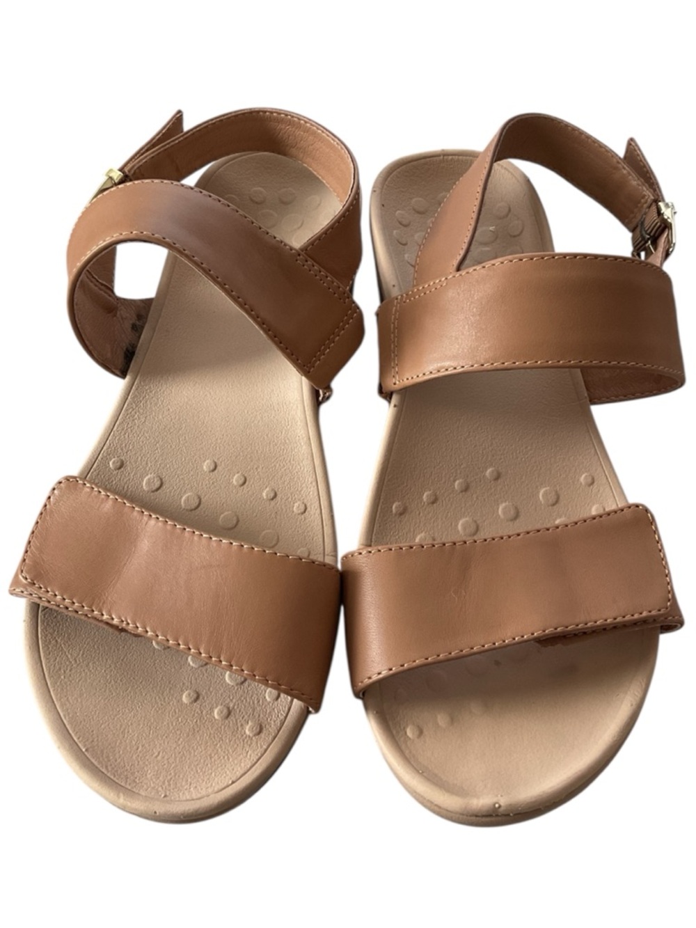 Vionic Lovell Women’s Tan Leather Wedge Open-Toe Platform Comfort Sandals Size 7